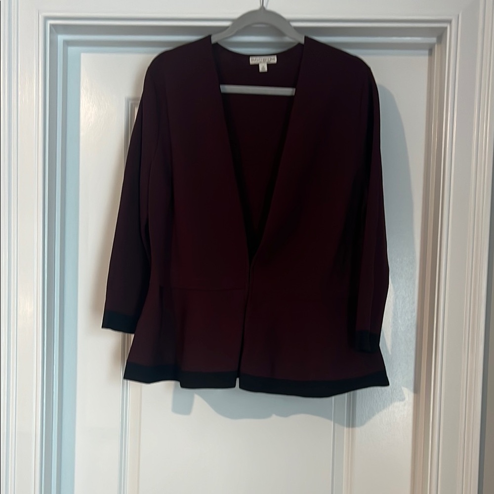 Eva Mendes Purple Blazer Open Front Knit Jacket